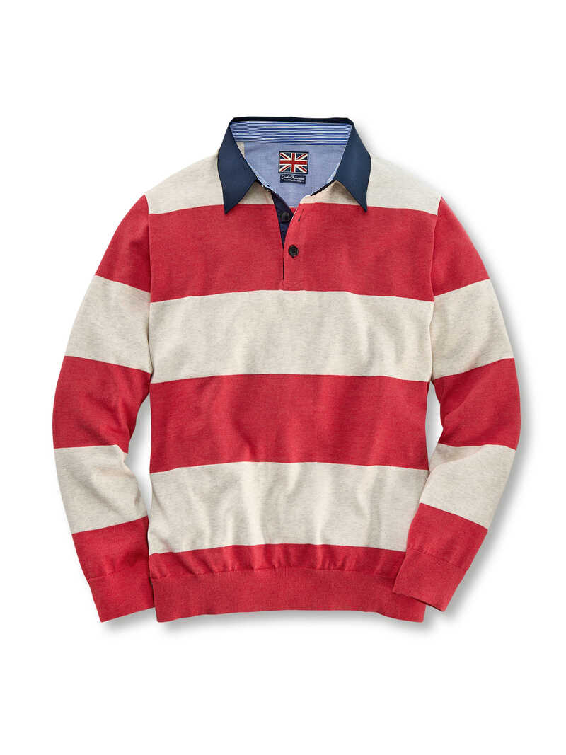 Rugby-Pullover mit Blockstreifen in Rot-Wei