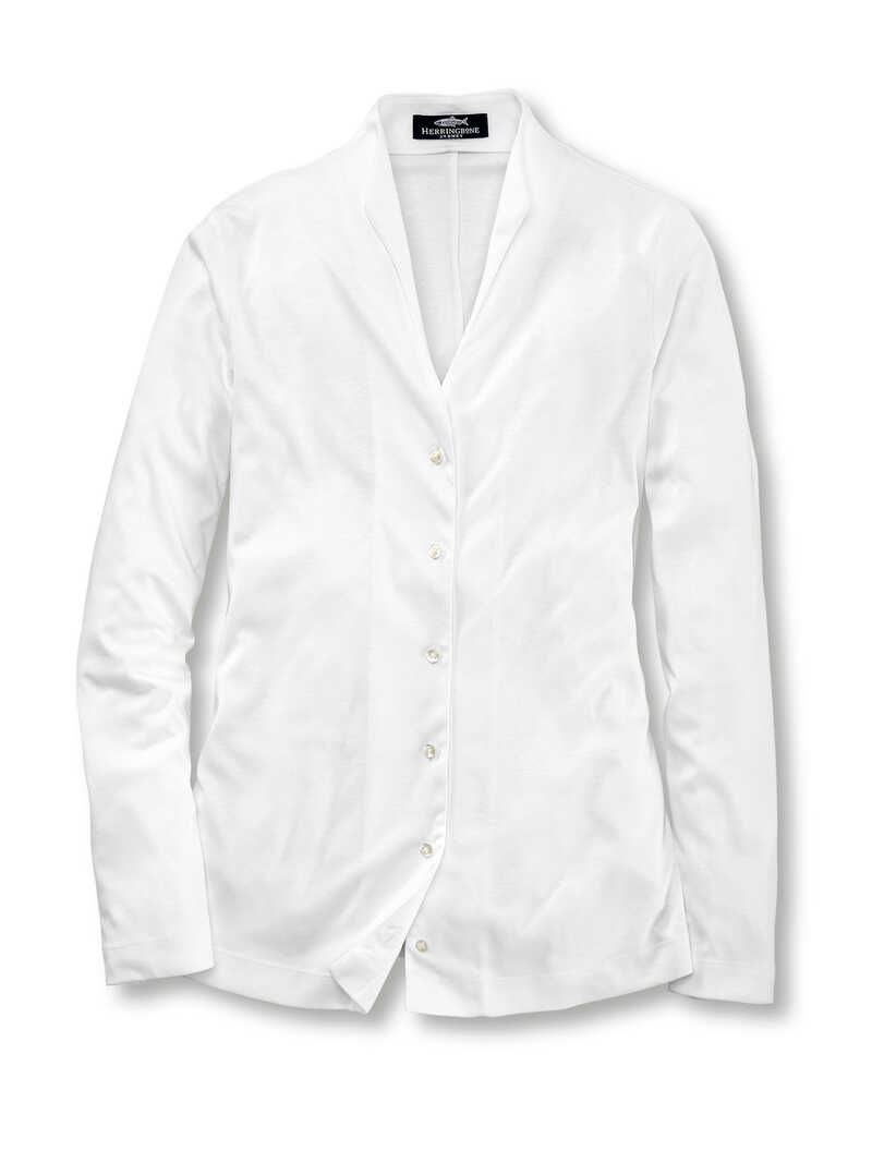 Produktbild zu Weie Jerseybluse mit Kelchkragen