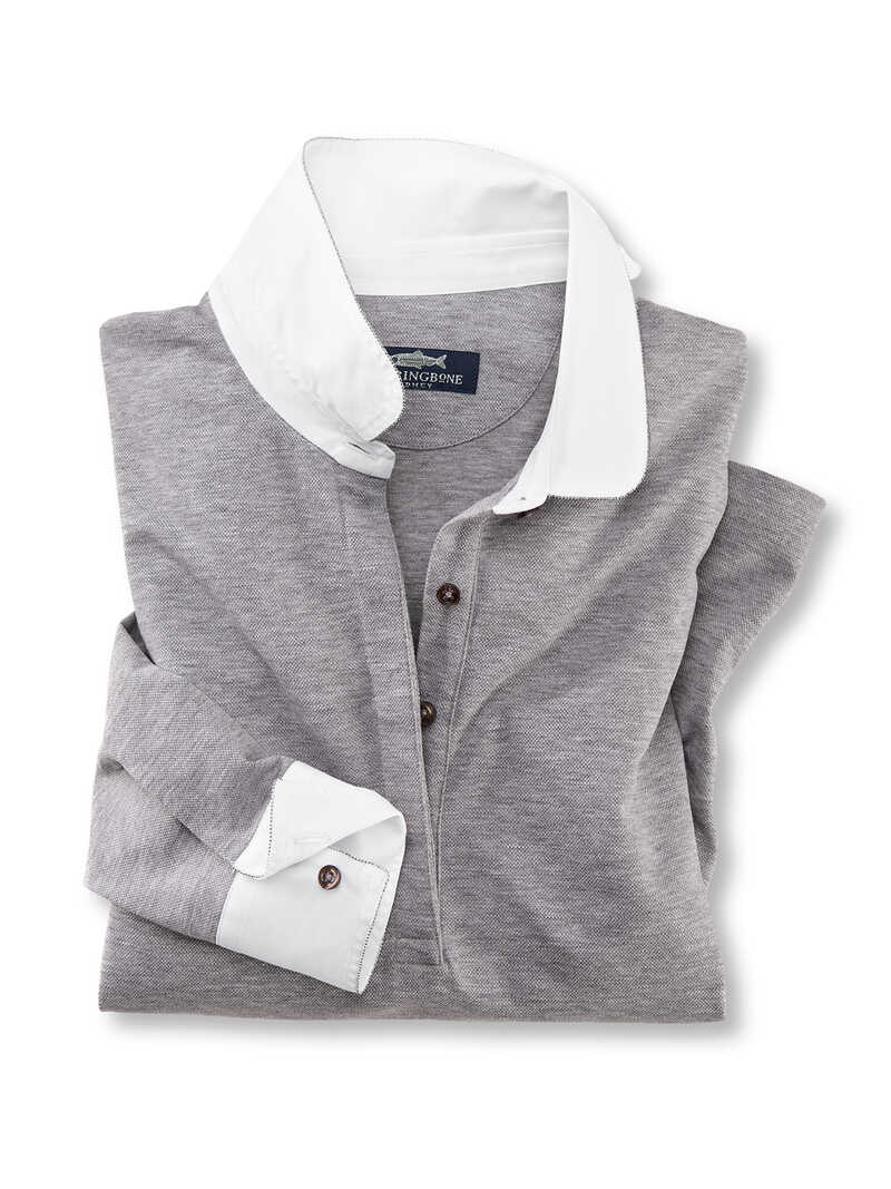 Produktbild zu Langarm-Poloshirt mit Bubikragen