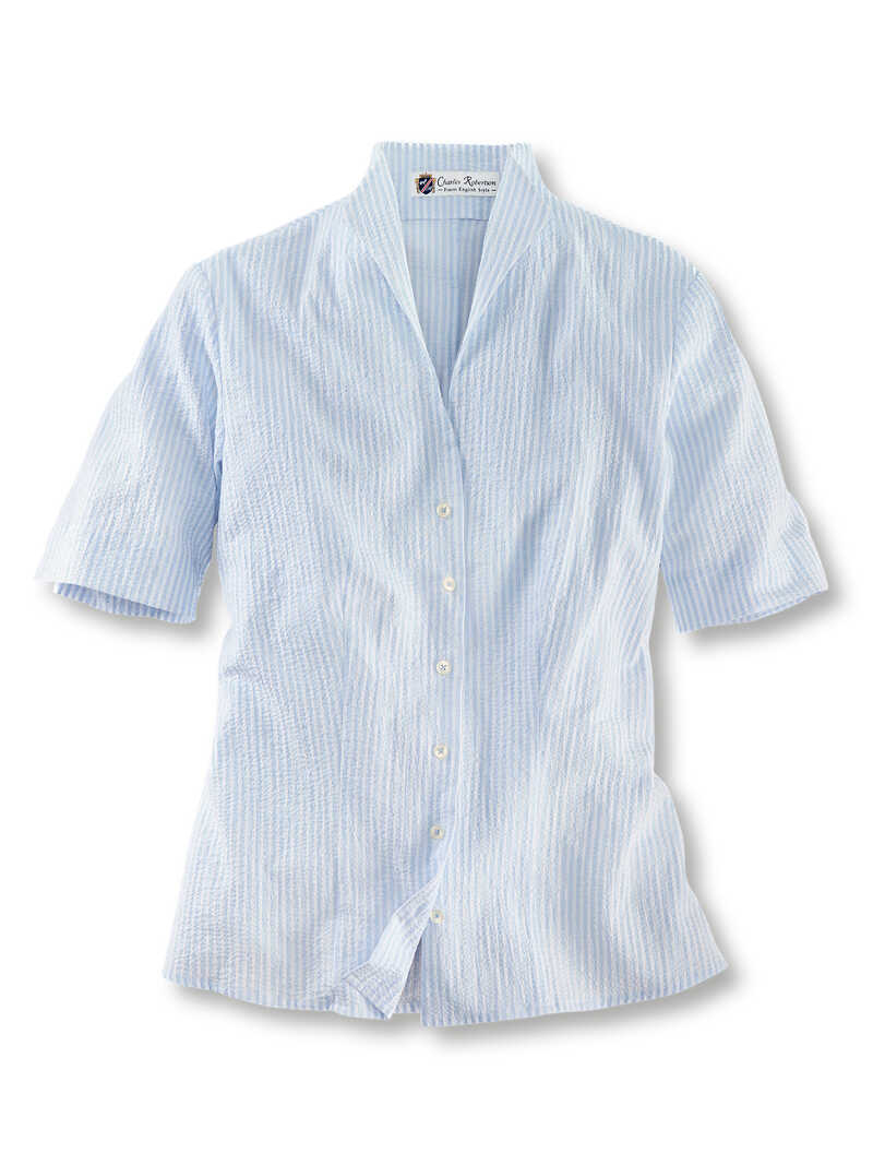 Produktbild zu Seersucker-Kelchkragenbluse