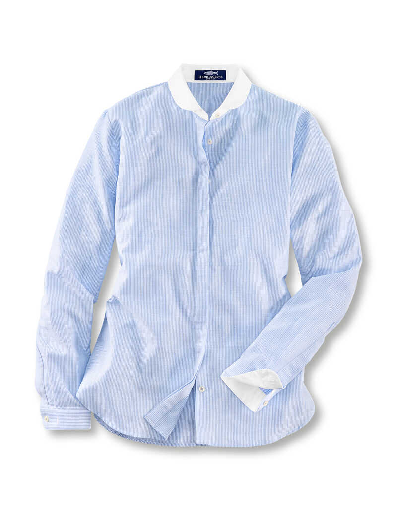 Alternatives Bild 1 zu Streifenbluse mit Bubikragen