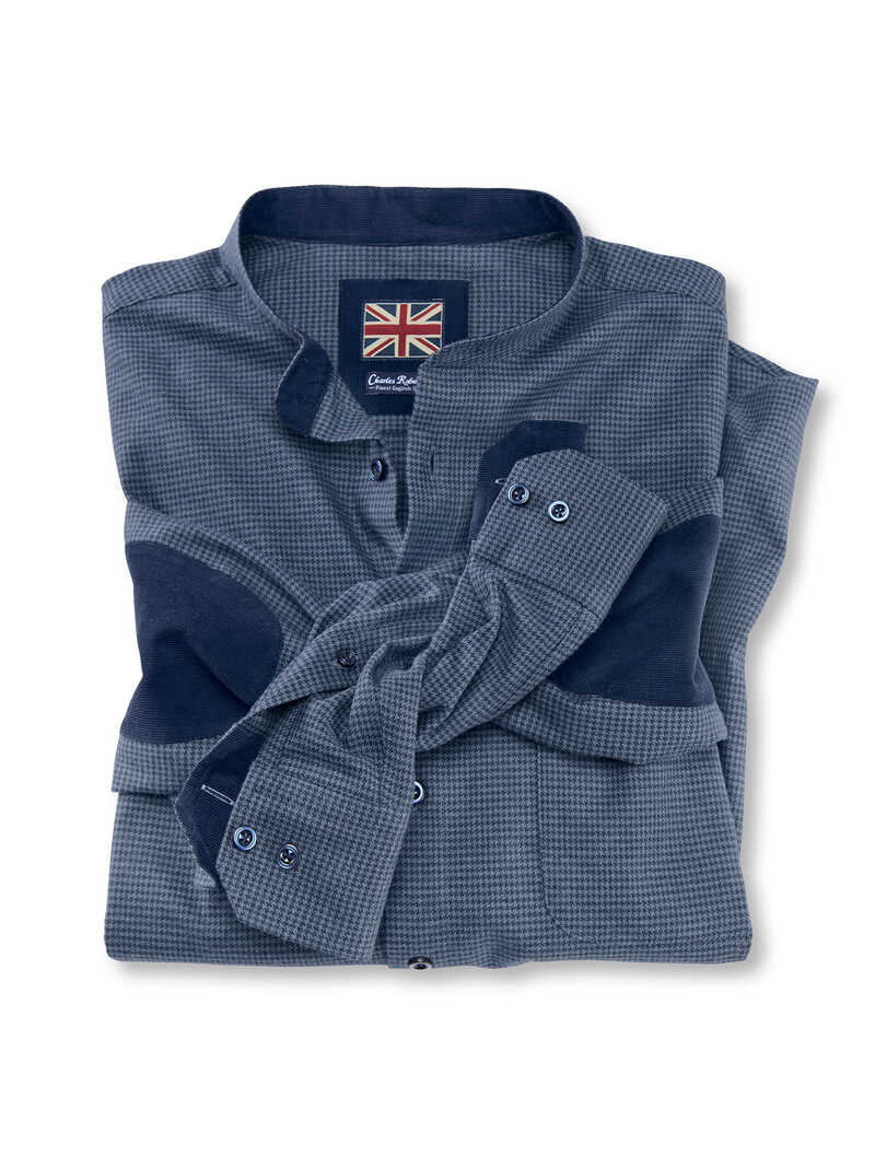 Produktbild zu Stehkragenhemd Hahnentrittmuster