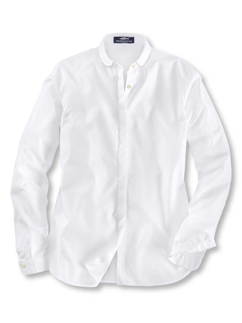 Alternatives Bild 2 zu Weie Popeline-Bluse Bubikragen mit Perlenband