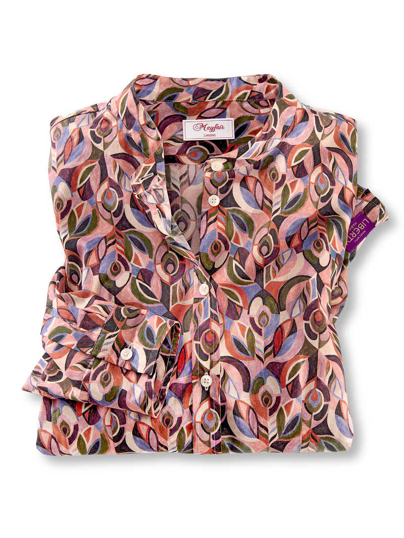 Produktbild zu Liberty-Bluse Peacock mit Stehkragen