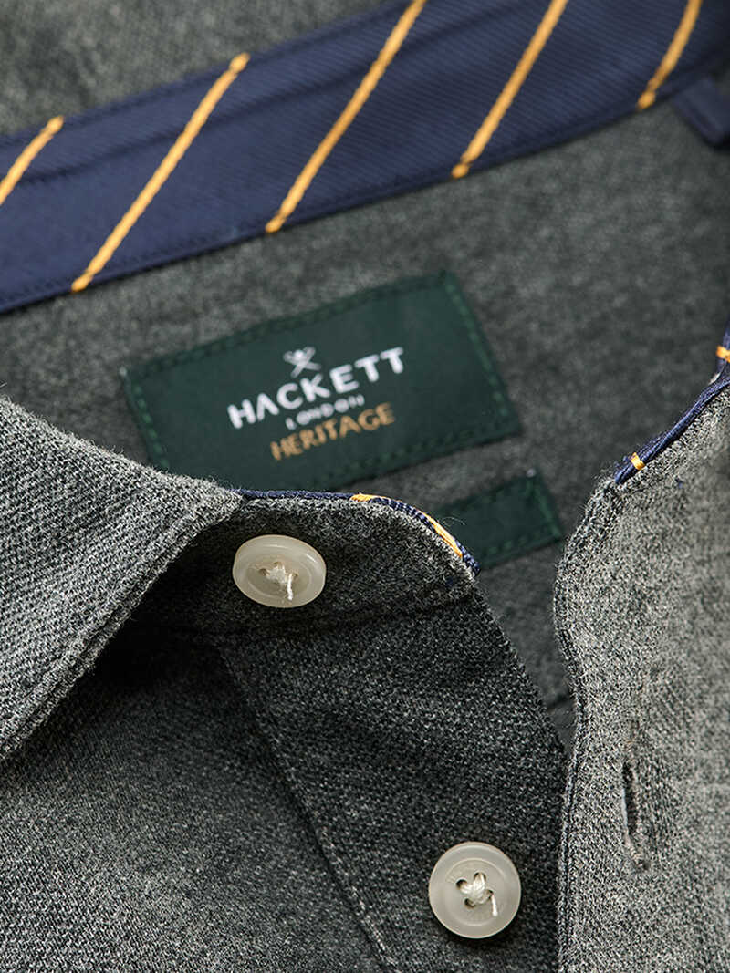 Alternatives Bild 2 zu Graues Langarm-Poloshirt mit Wappen