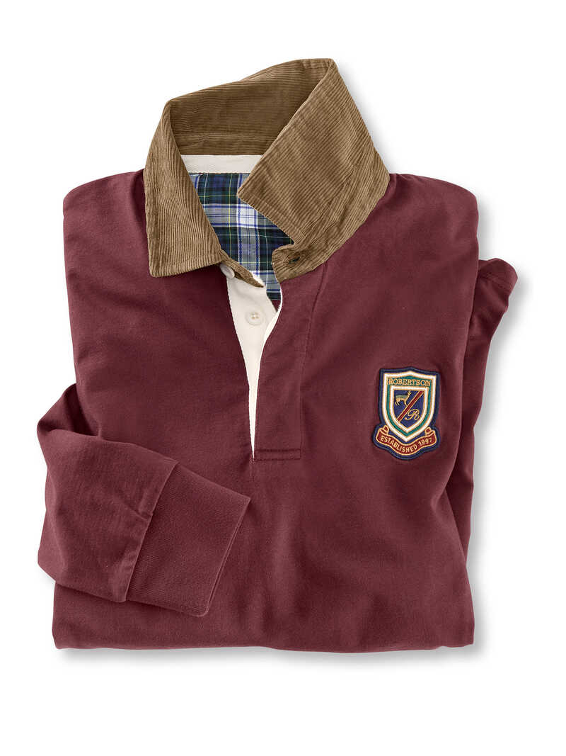 Produktbild zu Rotes Rugbyshirt mit Cordkragen