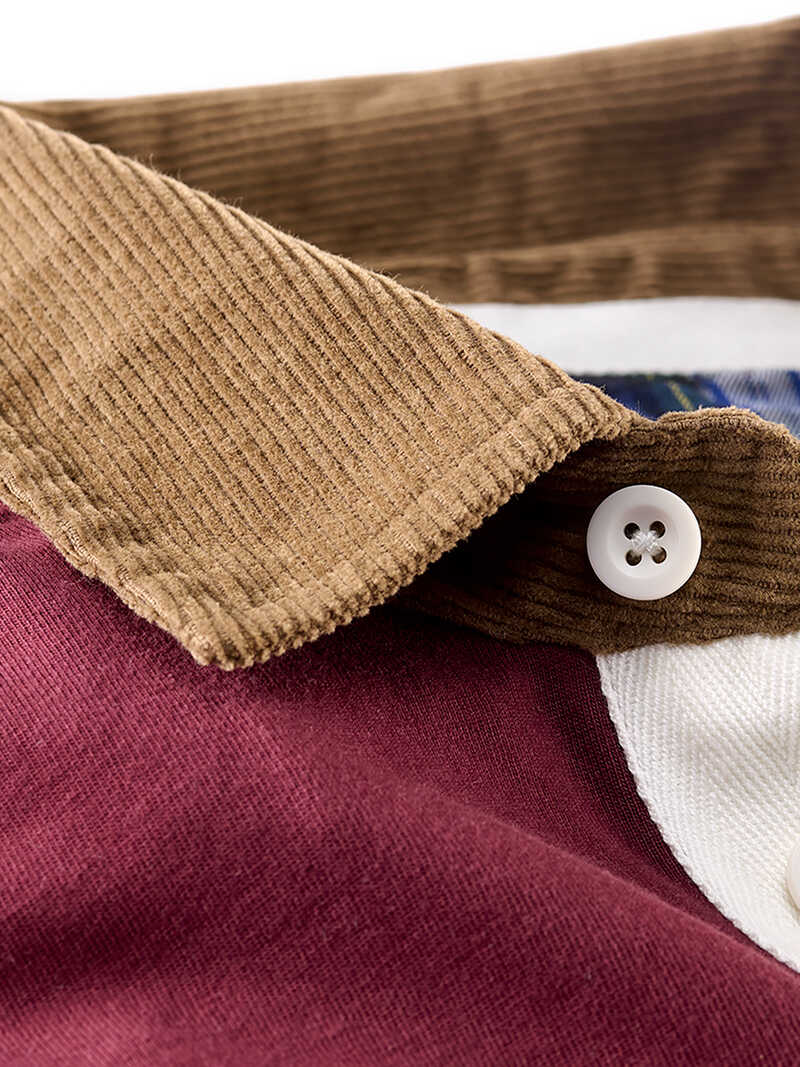 Alternatives Bild 4 zu Rotes Rugbyshirt mit Cordkragen