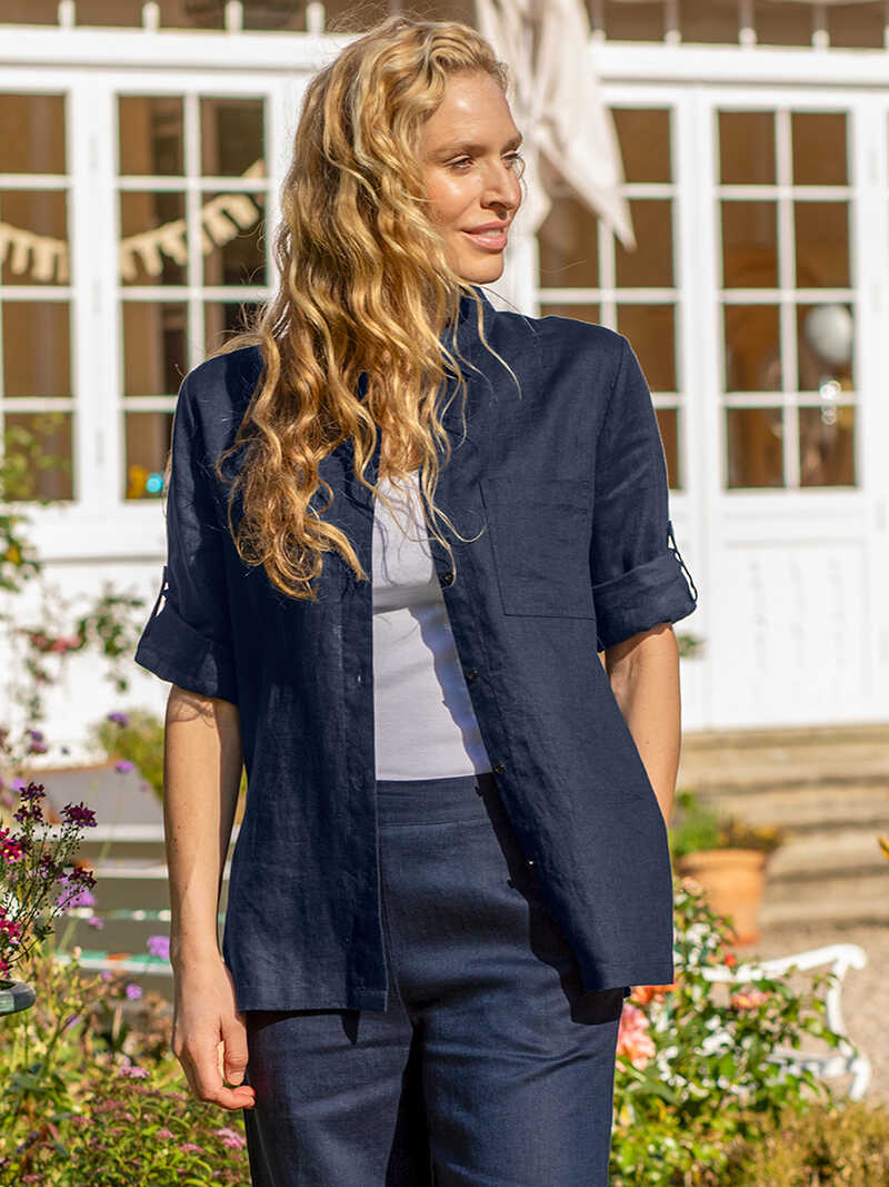 Alternatives Bild 3 zu Leinen-Longbluse