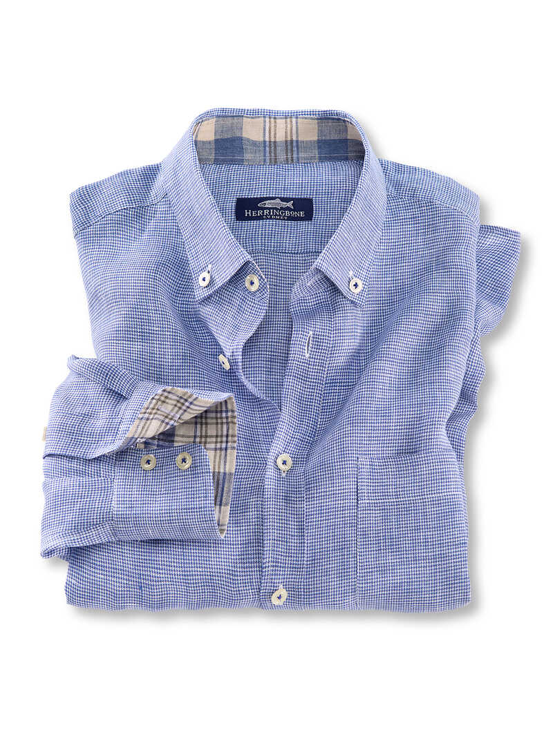 Produktbild zu Leinenhemd Mini Hahnentrittmuster