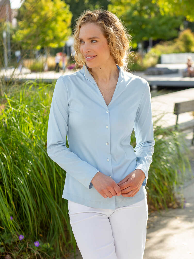 Alternatives Bild 1 zu Jerseybluse mit Kelchkragen aus Swiss Cotton