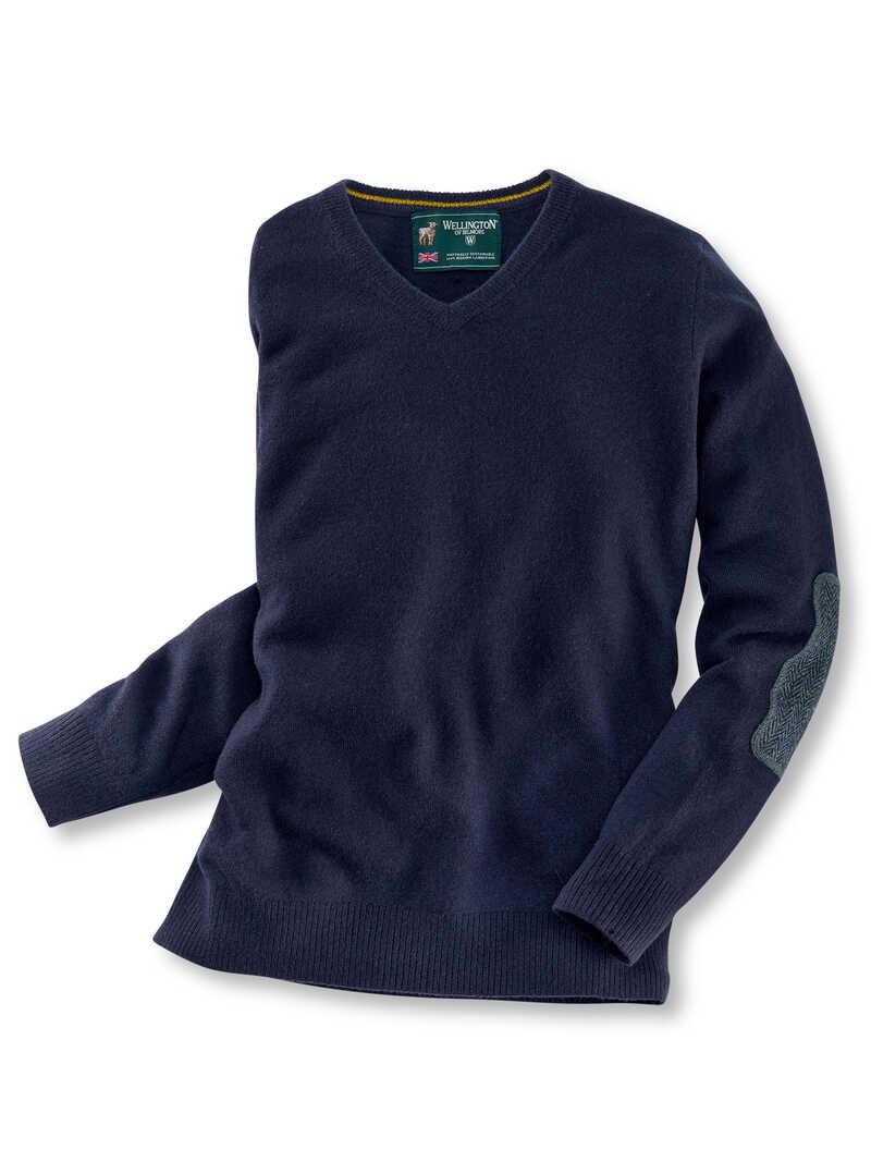 Alternatives Bild 1 zu Lambswool-Pullover mit Harris-Tweed-Patches