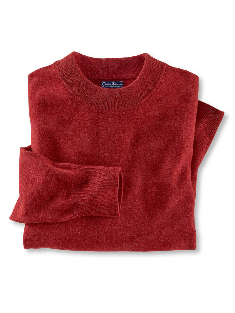 Produktbild zu Roter Wollpullover mit Stehkragen