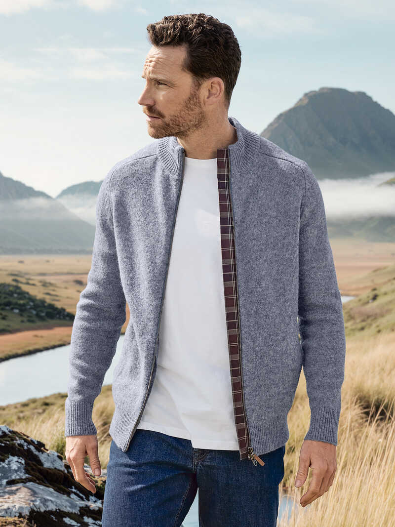 Alternatives Bild 4 zu Zip-Strickjacke mit Stehkragen