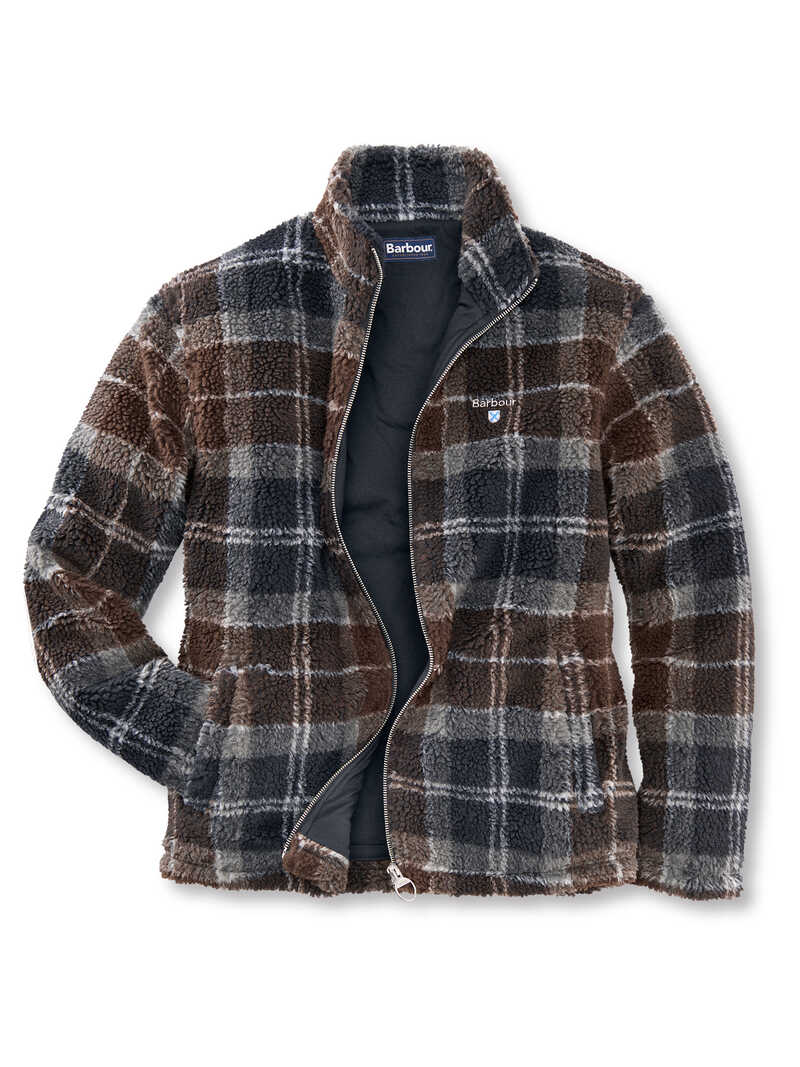 Produktbild zu Sherpa-Fleecejacke mit Stehkragen modernes Schottenkaromuster