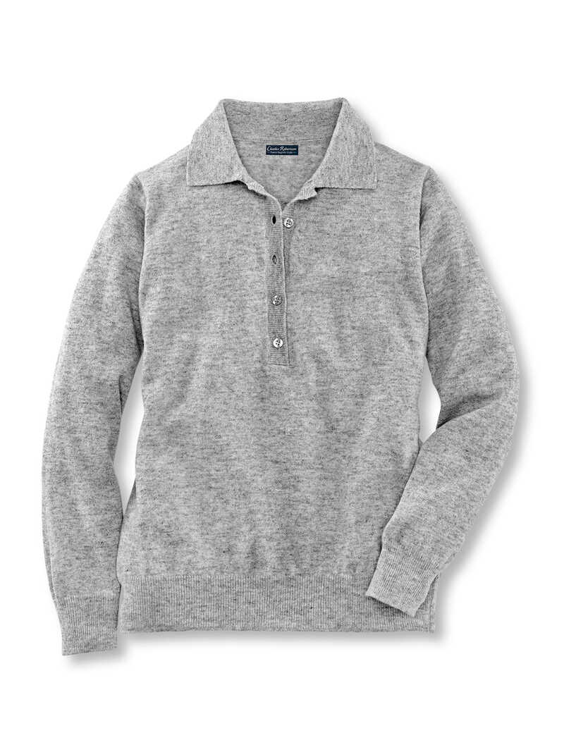 Alternatives Bild 1 zu Merino-Polo-Pullover im Collegestyle