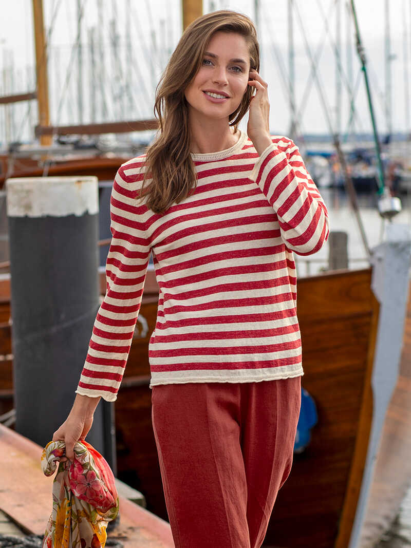 Produktbild zu Leinen-Ringelpullover