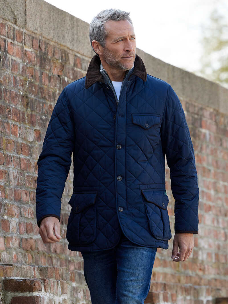 Alternatives Bild 1 zu Dunkelblaue Steppjacke mit Harris Tweed fr Herren