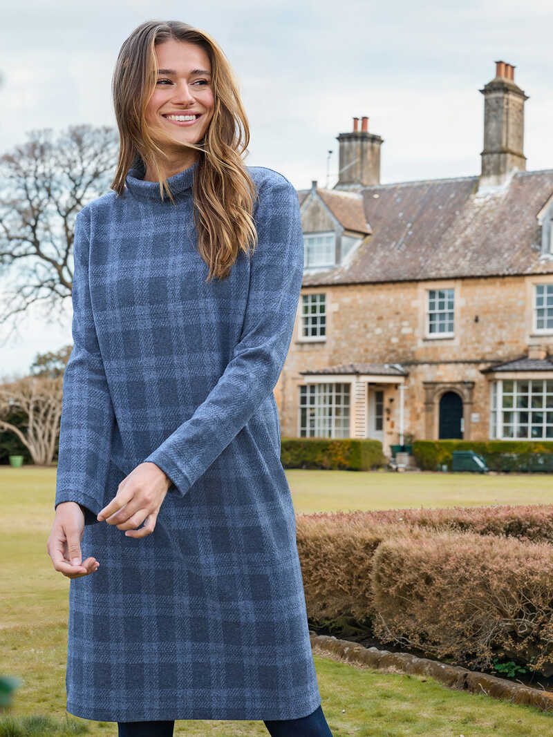 Produktbild zu Jersey-Karokleid mit Rollkragen