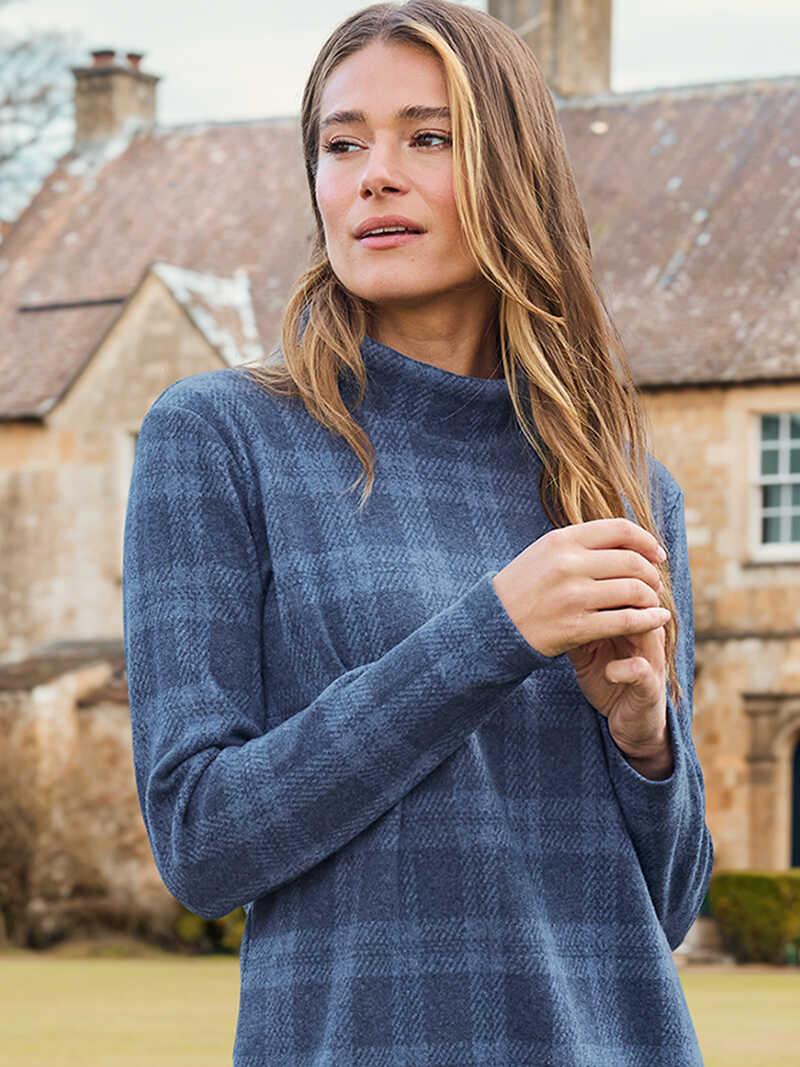 Alternatives Bild 2 zu Jersey-Karokleid mit Rollkragen