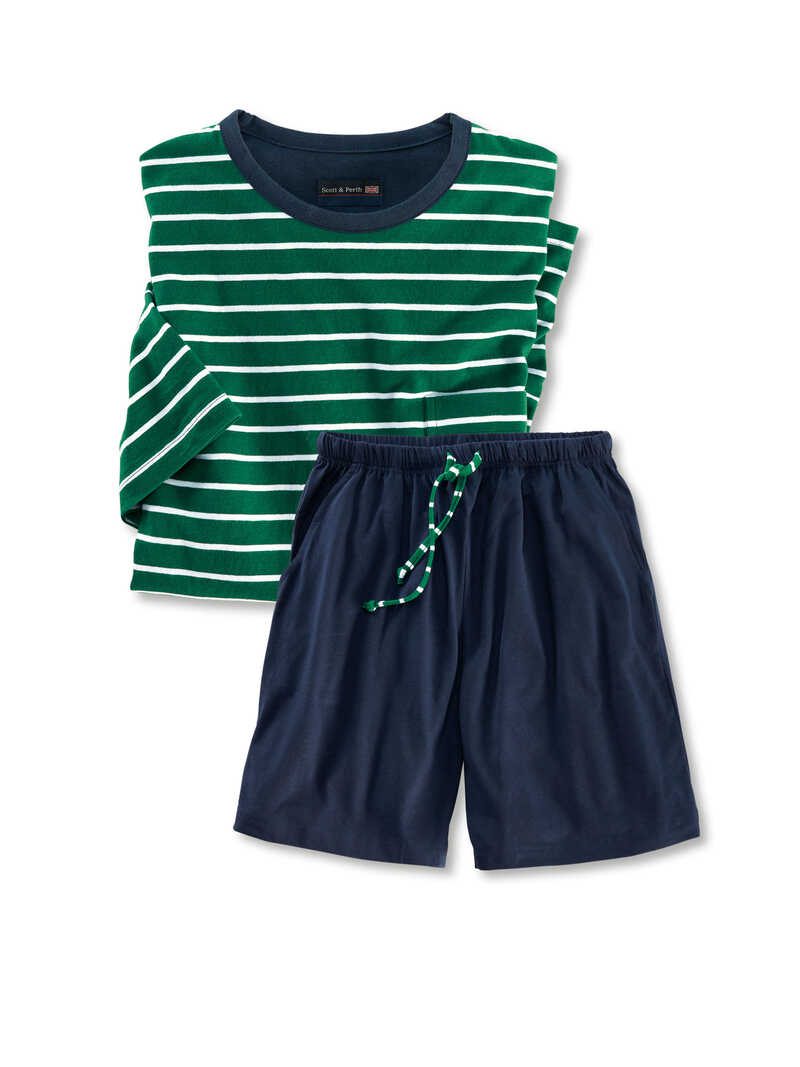 Produktbild zu Shorty-Herrenpyjama mit Streifenshirt