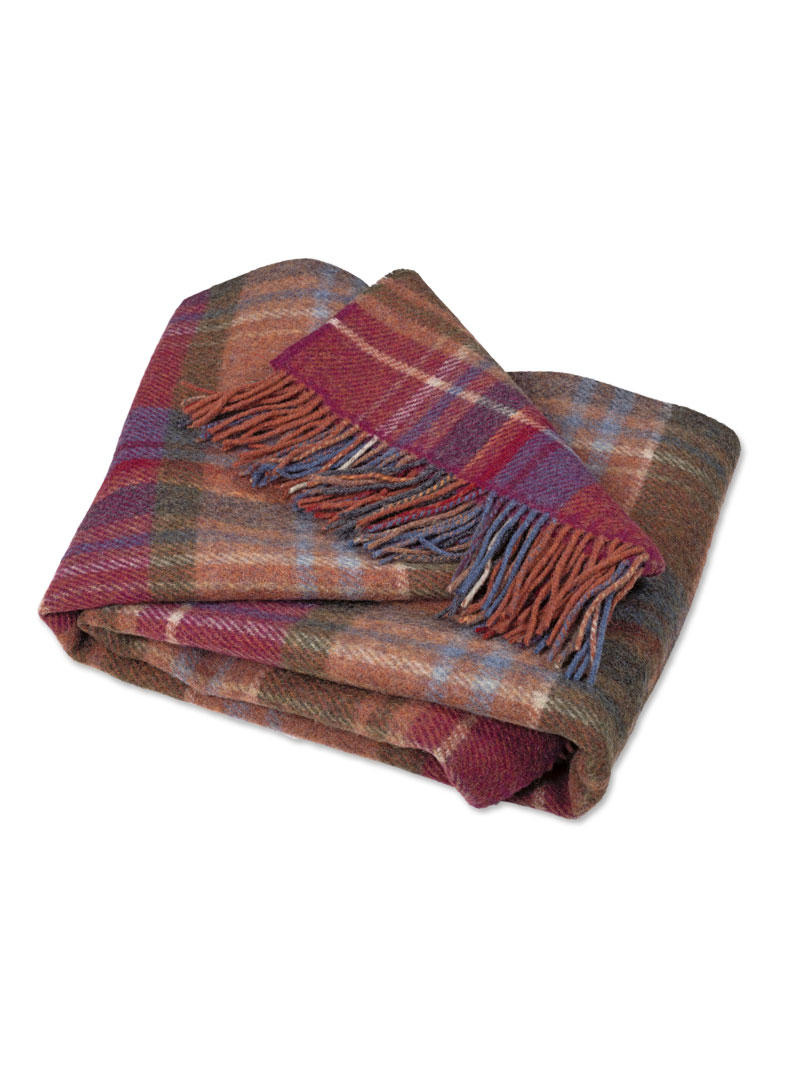 Produktbild zu Rot Braun karierte Wolldecke