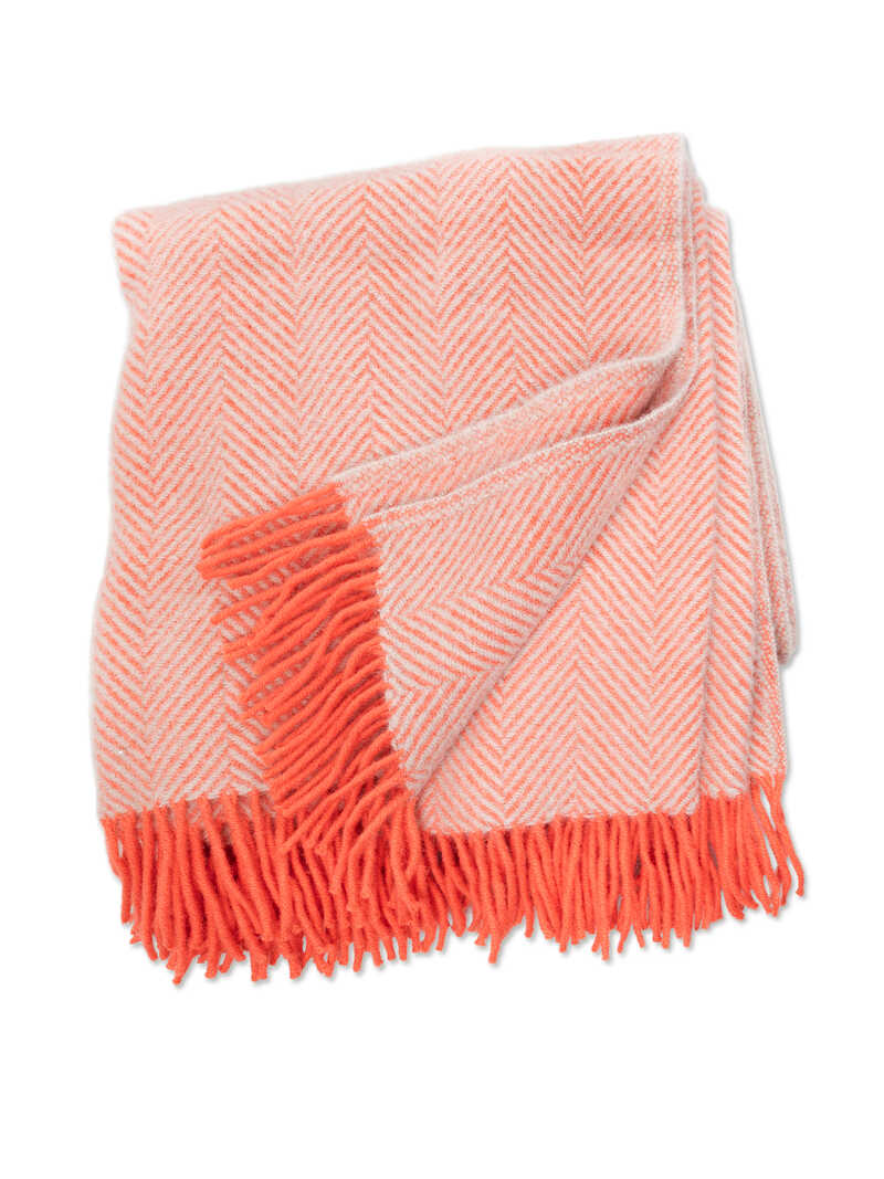 Alternatives Bild 1 zu Rosa Schurwoll-Decke mit Fransen