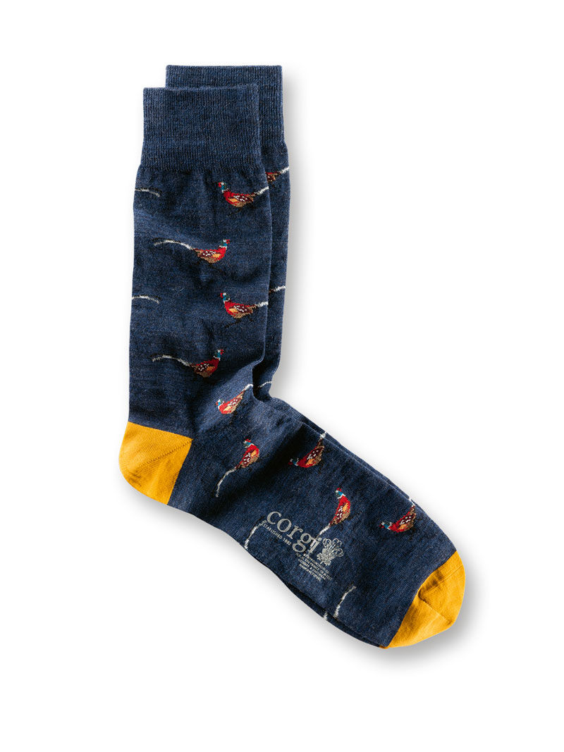 Corgi-Socken 'Fasan' in Dunkelblau - Schuhe & Socken Herren