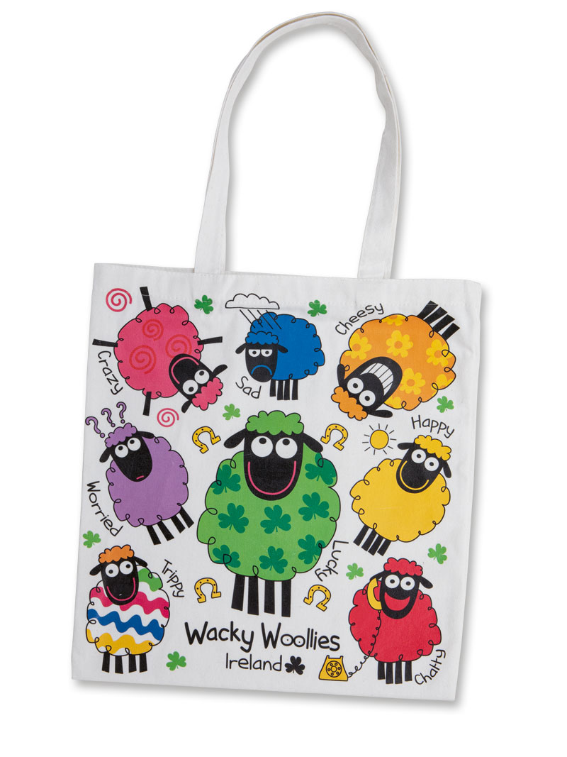 Produktbild zu Einkaufstasche Wacky Woollies mit bunten Schafen