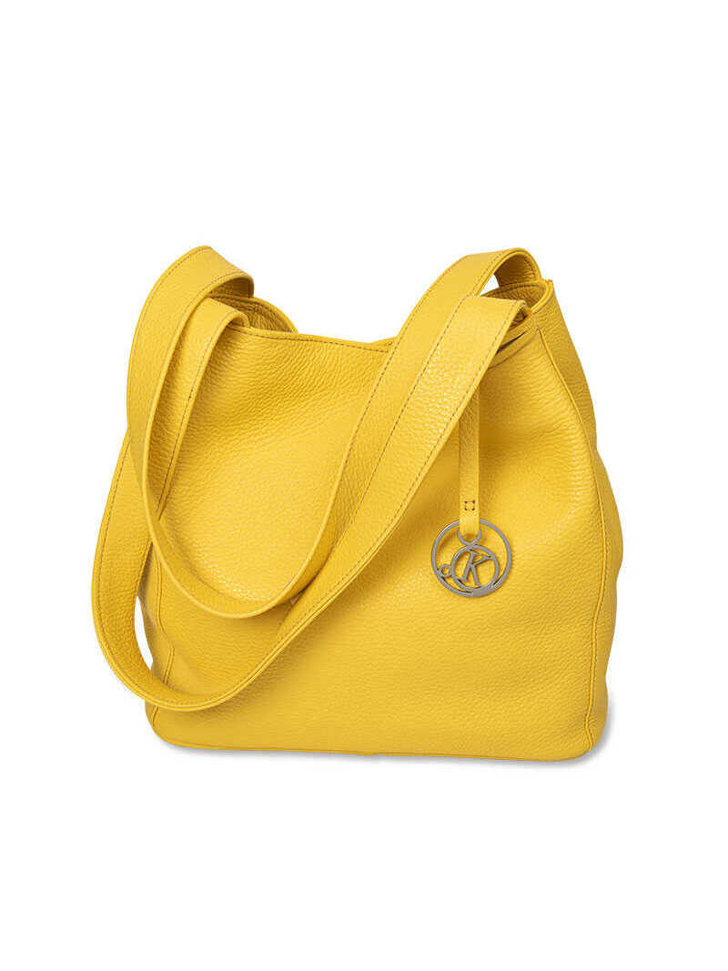 Gelbe Lederhandtasche für Damen