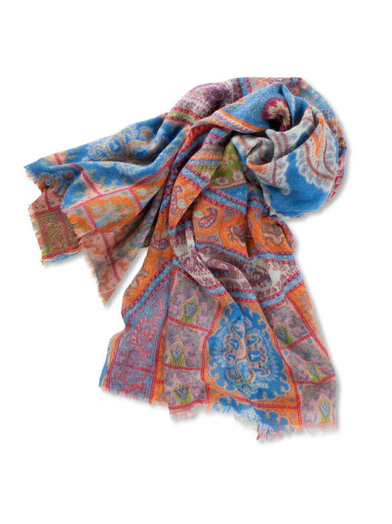 Produktbild zu Kaschmirschal mit Paisleys aus Fischgratgewebe