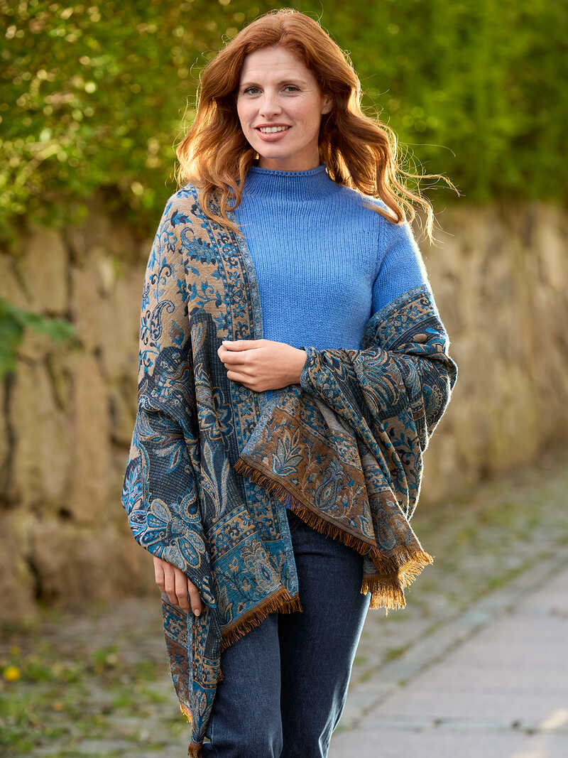 Produktbild zu Jacquard-Wolltuch mit Paisleys