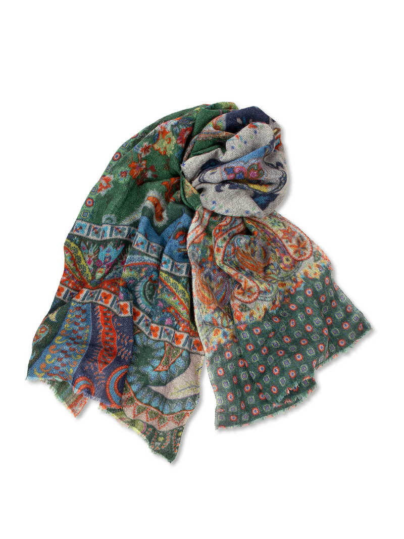 Produktbild zu Kaschmirschal aus Fischgratgewebe mit Paisleys