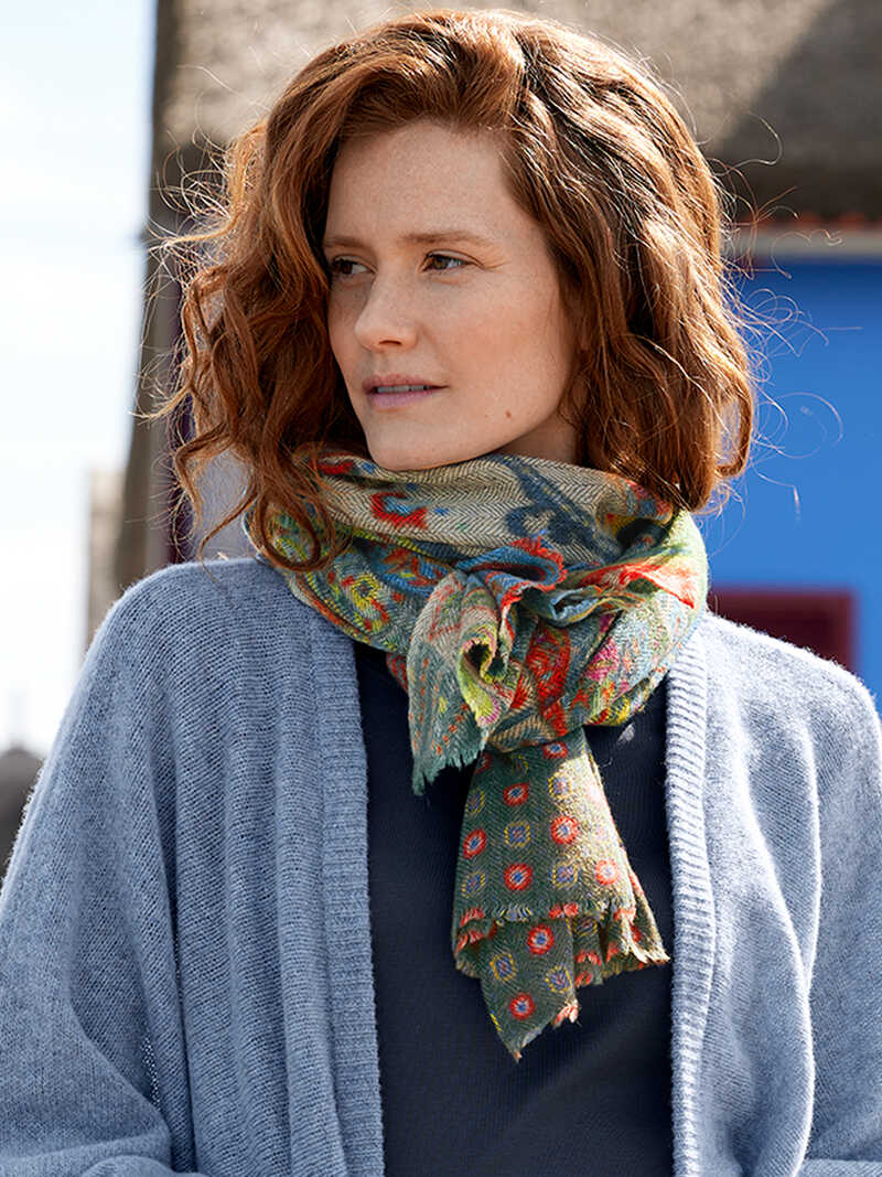 Alternatives Bild 2 zu Kaschmirschal aus Fischgratgewebe mit Paisleys