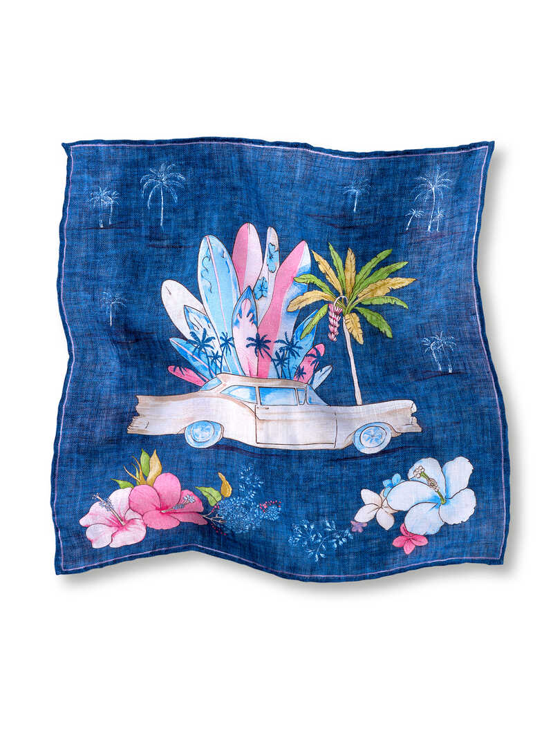 Produktbild zu Leinen-Einstecktuch mit Auto
