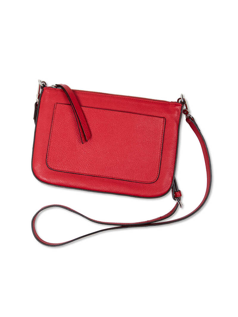 Produktbild zu Rote Leder-Umhngetasche