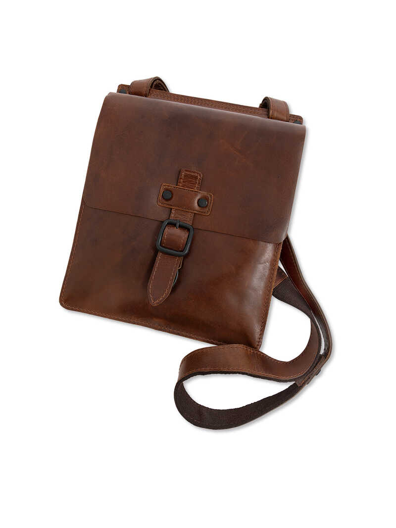 Produktbild zu Braune Leder-Umhngetasche