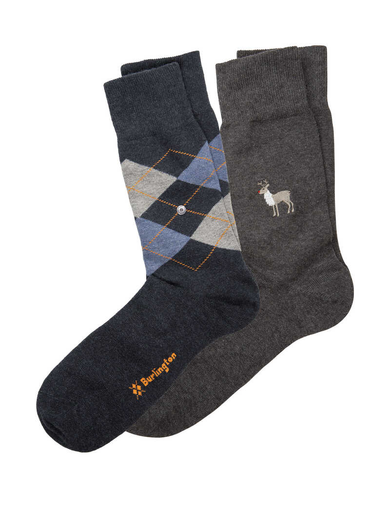 Produktbild zu Weihnachts-Socken-Set mit Rentier und Argylemuster