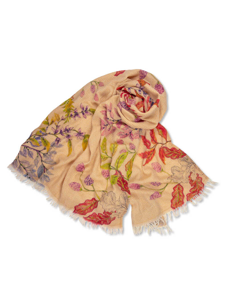 Produktbild zu Schurwoll-Schal mit Blumen