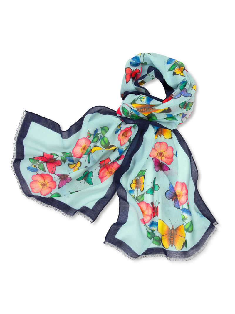 Produktbild zu Leichter Wollschal mit Schmetterlingen