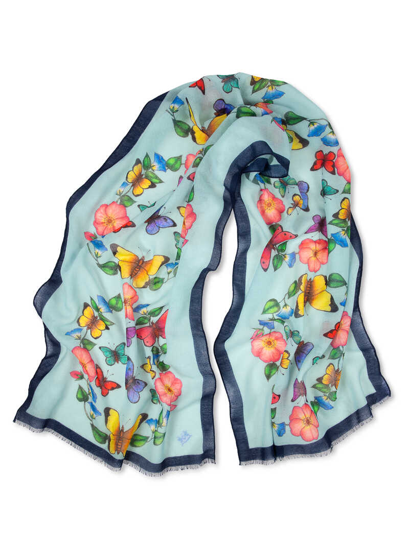 Alternatives Bild 1 zu Leichter Wollschal mit Schmetterlingen