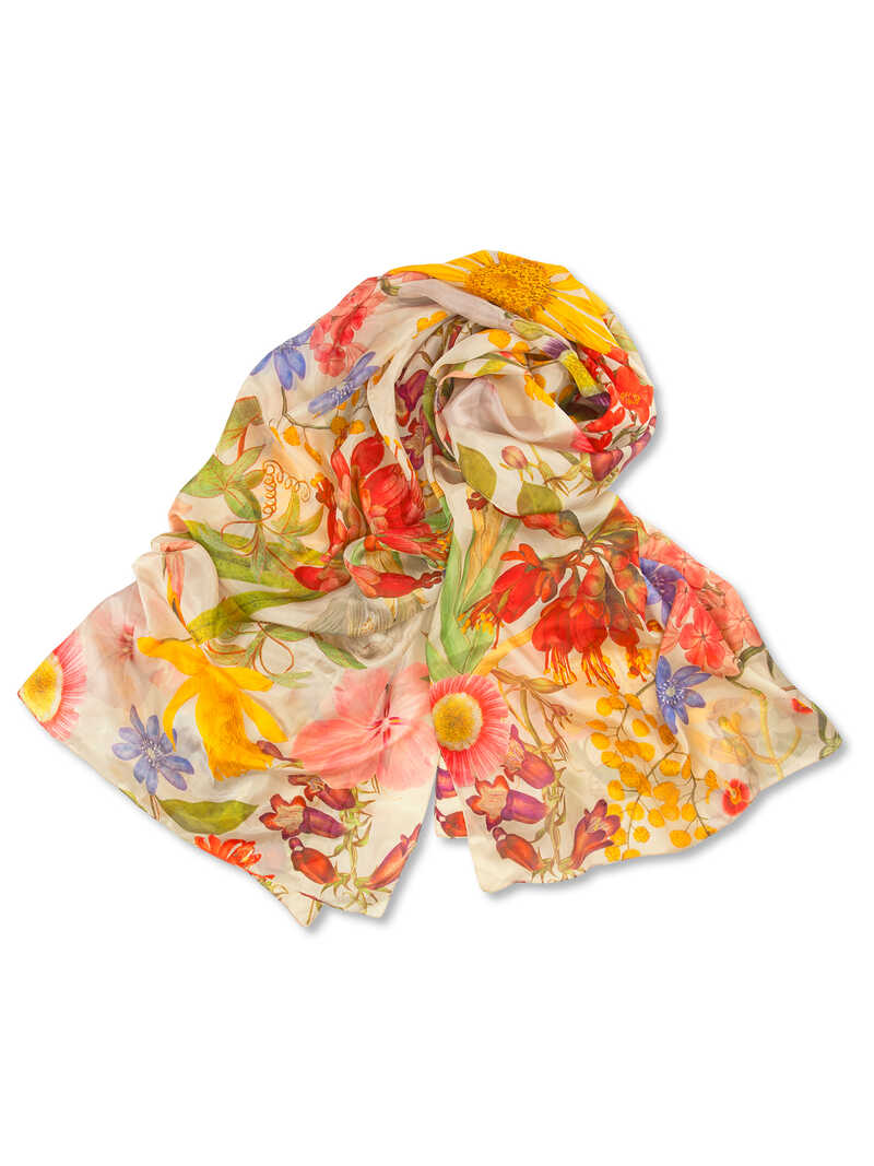 Produktbild zu Seidenschal mit Blumen