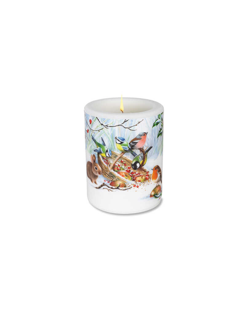 Produktbild zu Windlicht-Kerze 'Winter Treat' mit Tieren im Wintergarten