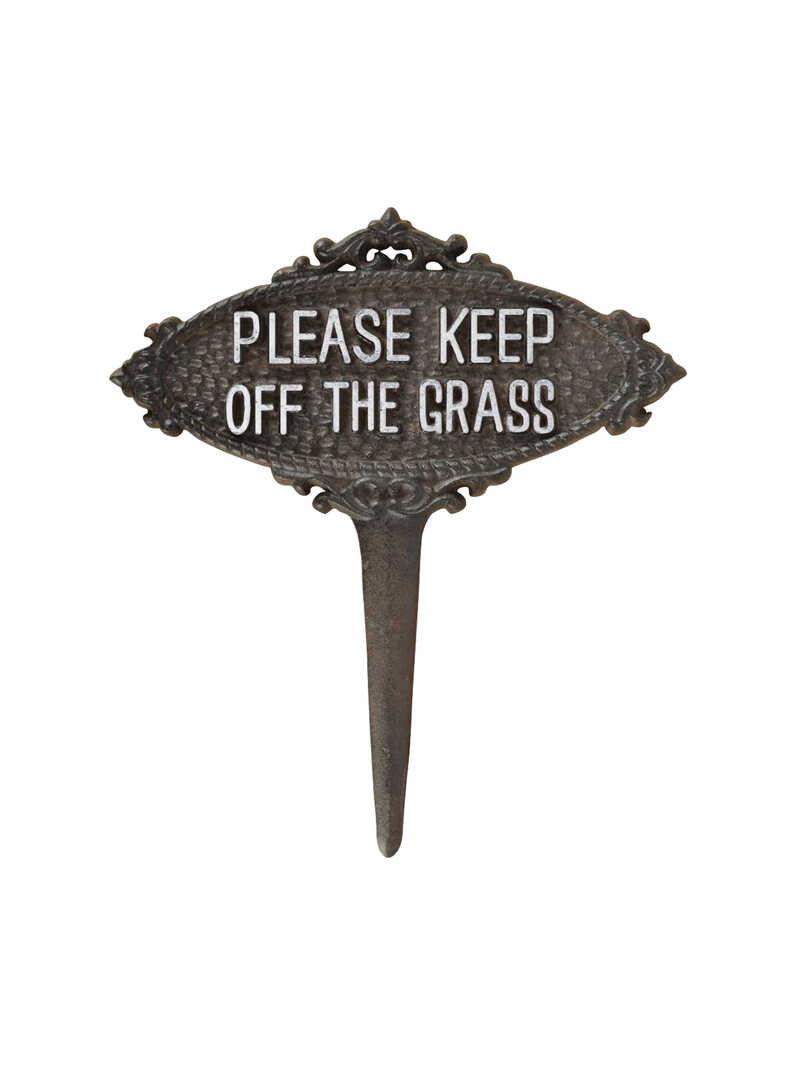 Produktbild zu Nostalgischer Gartenstecker Keep off the grass aus Gusseisen