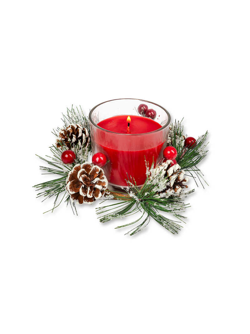 Produktbild zu Kleines Weihnachts-Gesteck mit Duftkerze