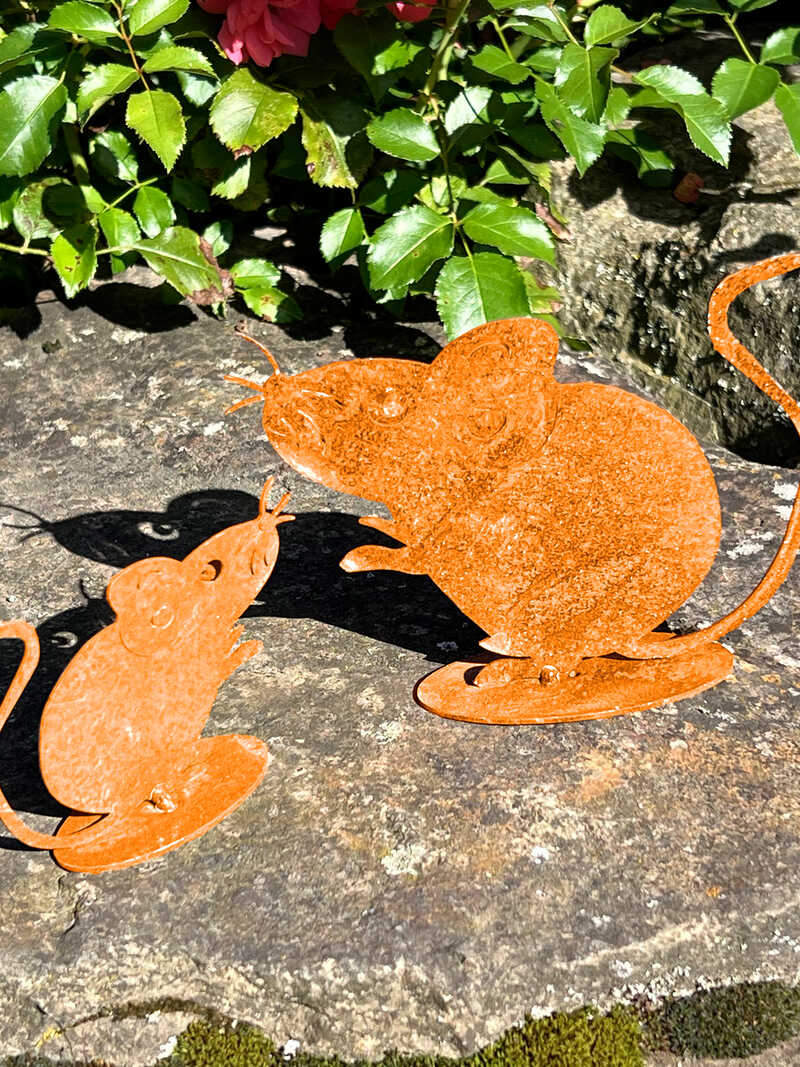 Produktbild zu Gartenfiguren-Set M�use aus Metall in Edelrostoptik