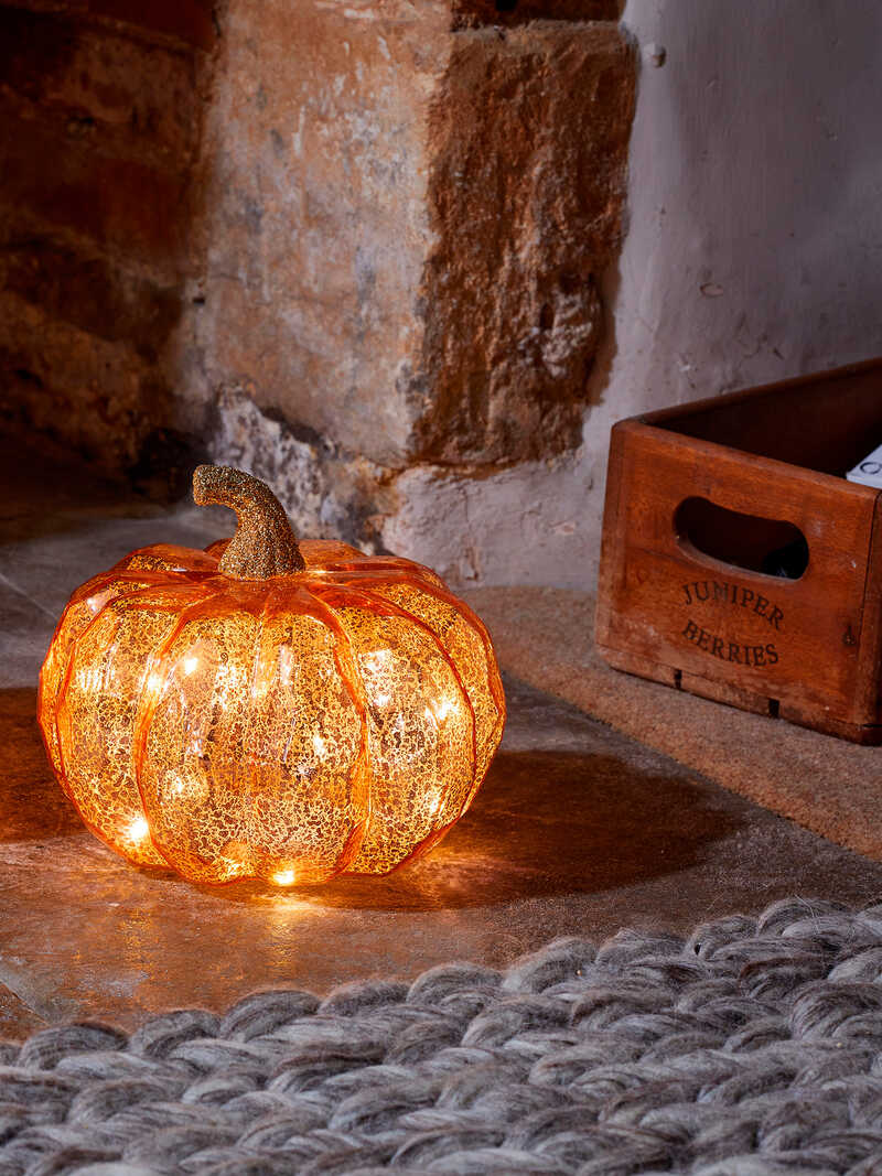 Produktbild zu Kleine K�rbis-Leuchte Golden Pumpkin