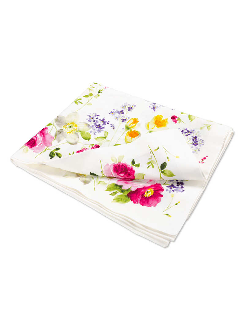 Produktbild zu Wei�e Sommer-Tischdecke mit Blumen