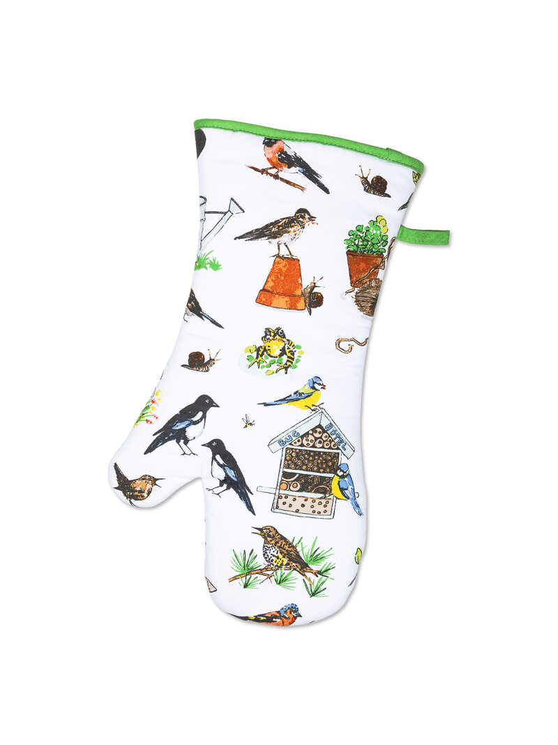 Produktbild zu Ofenhandschuh mit Gartenvgeln