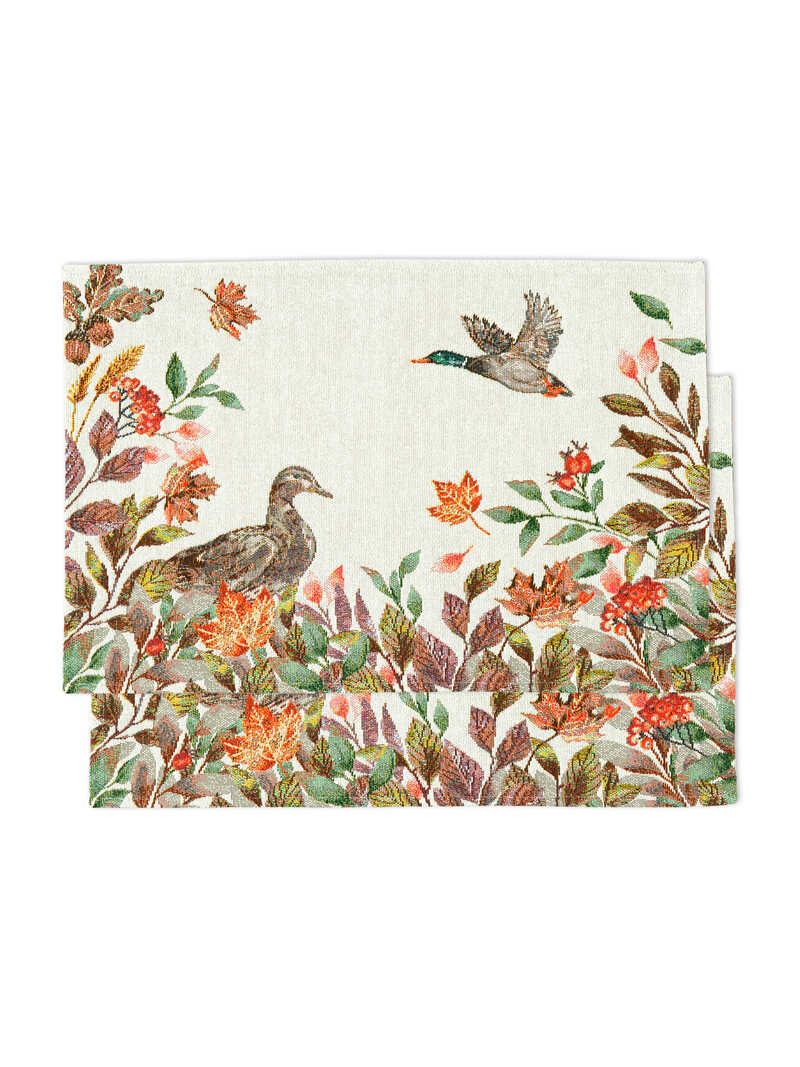 Produktbild zu Zwei Tischsets mit Enten und Herbstlaub