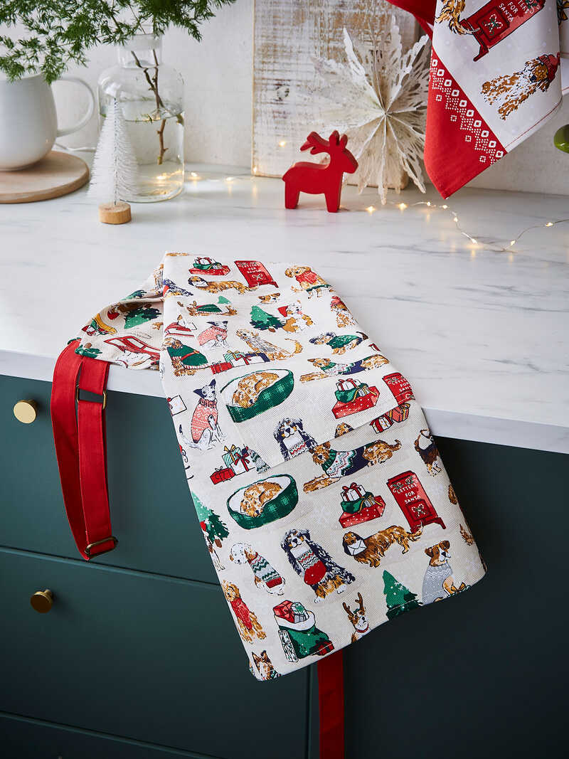 Alternatives Bild 1 zu Kchenschrze mit Weihnachts-Hunden